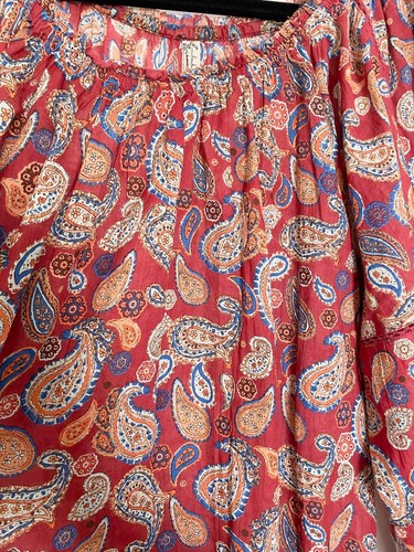 Intimate Free People roter Body Paisleymuster transparente Ärmel Bluse M = 8/10 - Bild 16 von 18