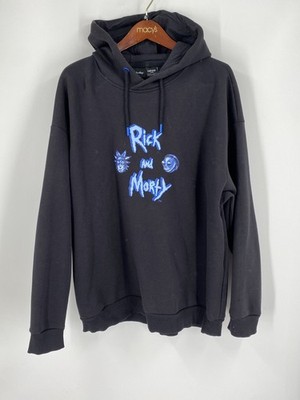 DeFacto Rick and Morty Printed Black Hoodie XL