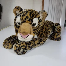 Costco XL 35" Long Jaguar Leopard Stuffy Stuffed Animal Plush Realistic Big Cat