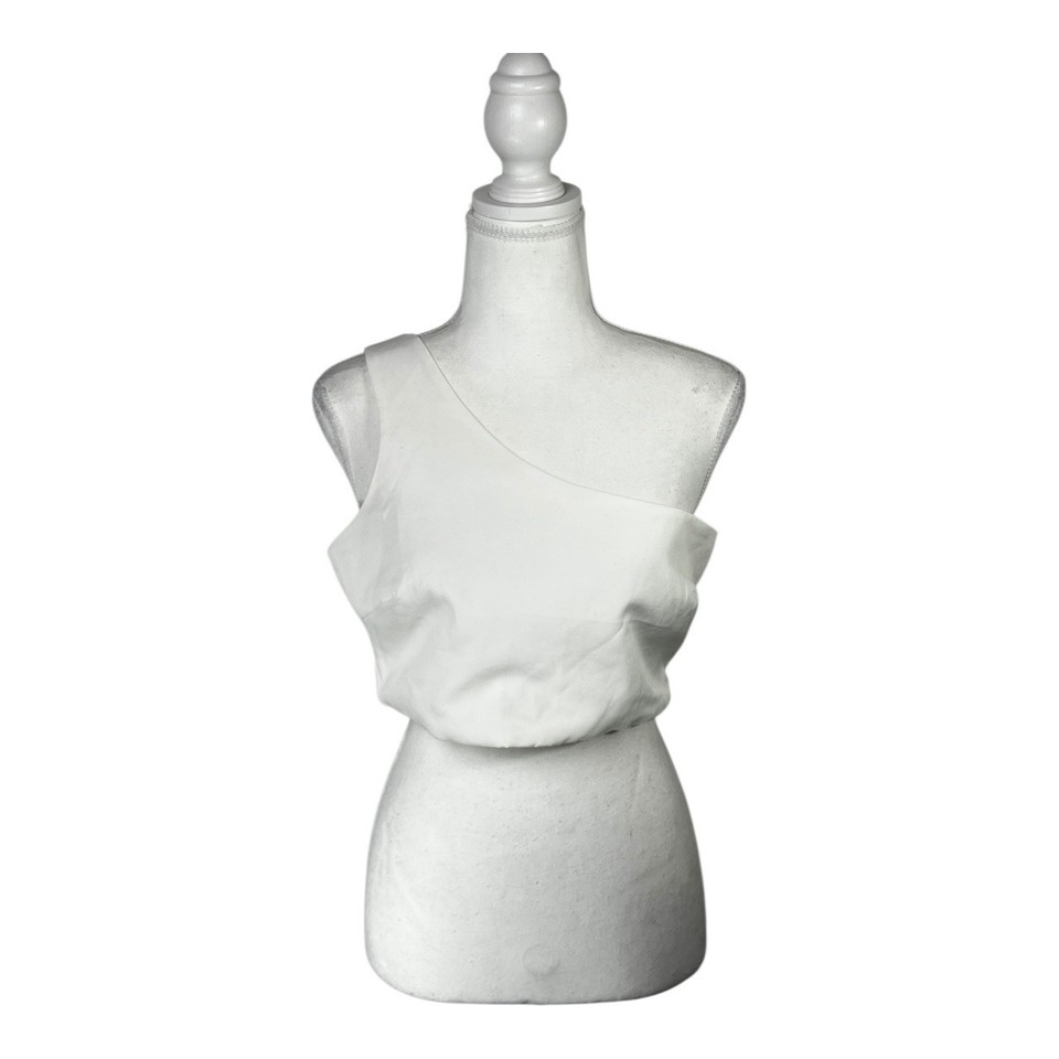 MISSGUIDED White Off Shoulder Crop Top Sz 10 Summer Festival Cute Party #0406