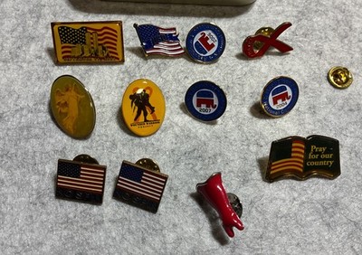 Lot Of 12 Patriotic Lapel Pins Vintage Early 2000's Sept. 11  & Up As Pictured