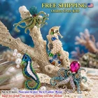 Trending Sea Animal Brooches Pearl Aquatic Life Seahorse Crab Conch Fish Pins