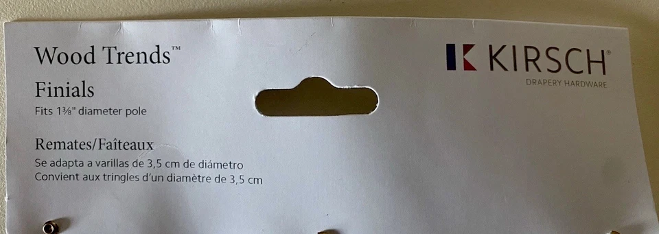 Acabamentos de haste de cortina Kirsch Wood Trends 1 3/8” diâmetro 8 conjuntos de 2 marrom NOVO - Imagem 3 de 4