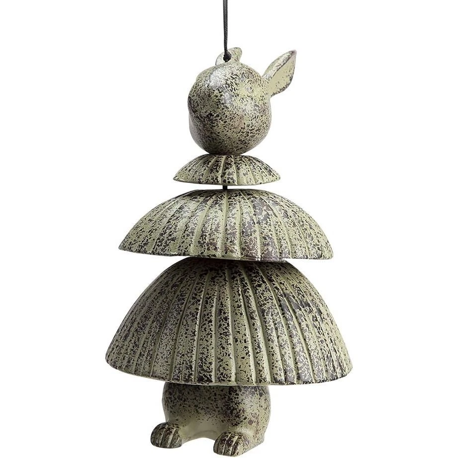 NUEVA Falda Aro Conejo Carillón de Viento 10.5" Aluminio Fundido Campana de Viento Primavera de Pascua Foto 3 de 4