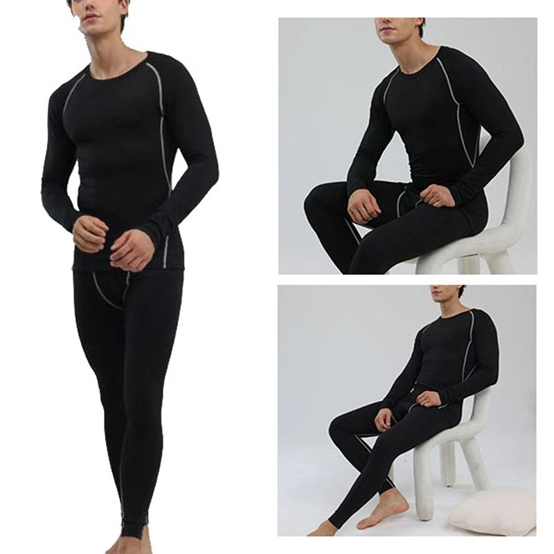 Men Thermal Underwear Set Slim Fit Base Layer Top Bottoms Suit Home & Outdoor M