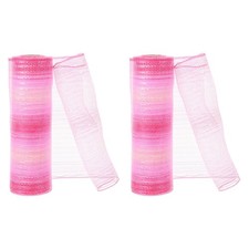 2pcs Deco-Mesh, 10 Inch x 10 Yard Deco-Mesh Ribbon Roll Foil, Gradient Pink
