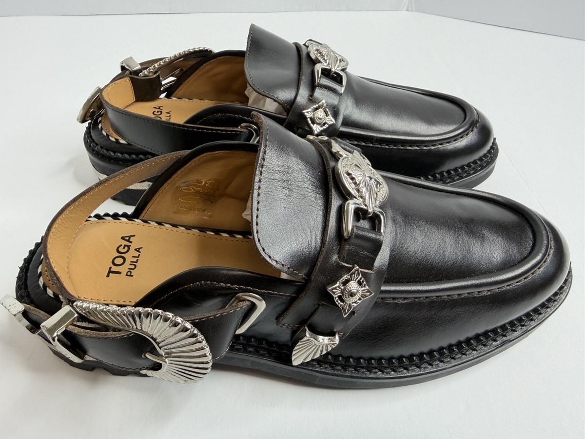 Toga Pulla Sling-Back Leather Mule Loafers Dark Brown Size 37 Made