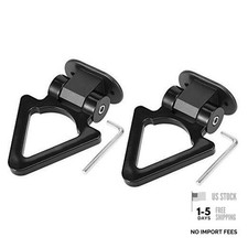 2 Set Universal Triangle Shaped Car Tow Hook Decor Bumper Trailer Black