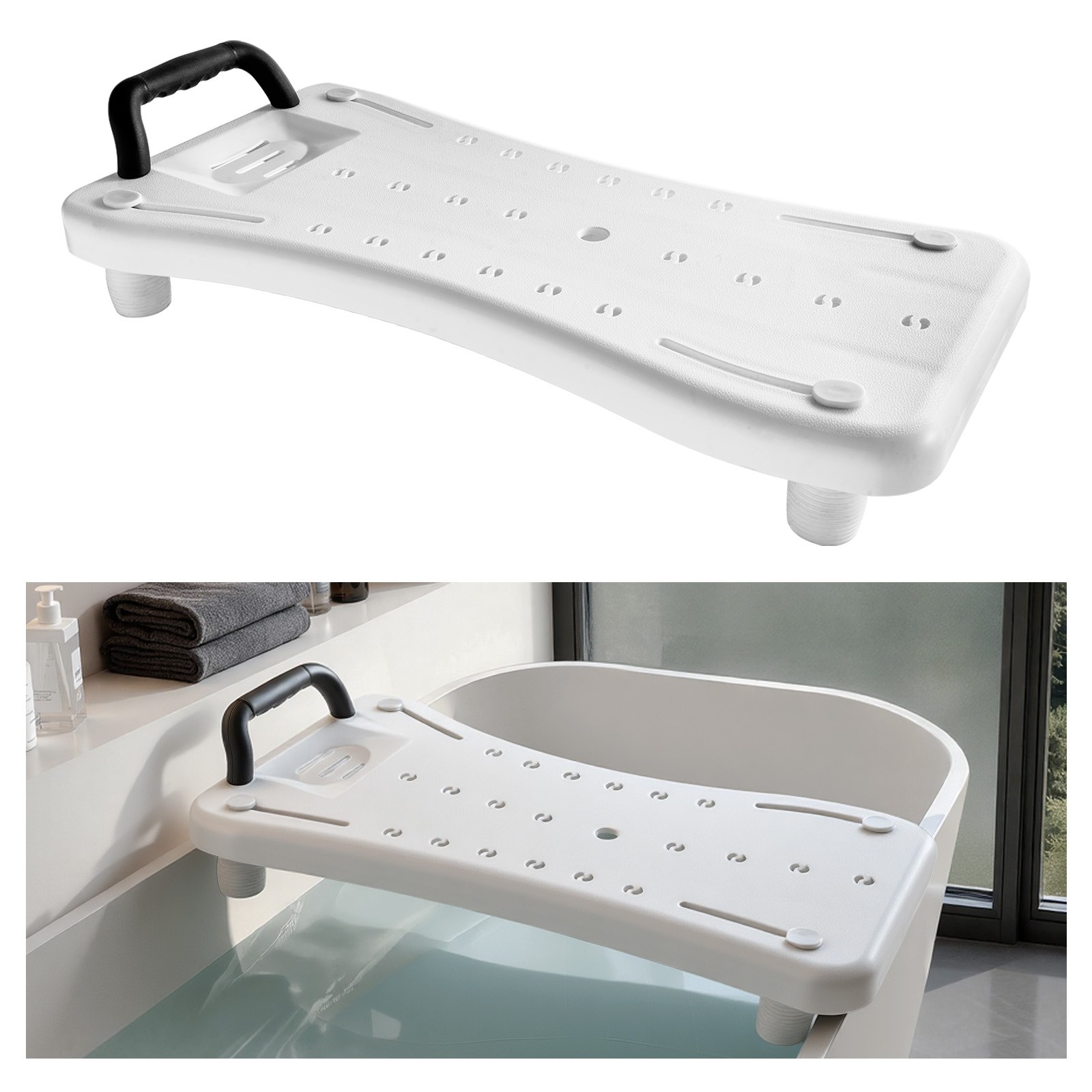 Uimoso Tabla de Bañera Ajustable 41-62cm Asiento de Bañera con Asa Carga 150kg