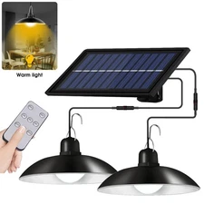 LED Solar Pendant Light Outdoor Indoor Solar Powered Motion Sensor Shed Light US