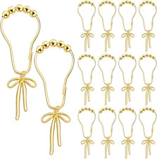 12 Pcs Gold Bow Knot Shower Curtain Hooks Rustproof Metal Decorative Bow Knot Sh