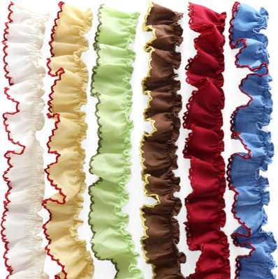 Multicolour Ruffle Trim 1.2Inch X6 Yards, Pleated Lace Ribbon for Sewing Crafts,