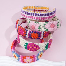 Knitted Boho Headband Handmade Summer Wide Elastic Hair Bands Retro Women
