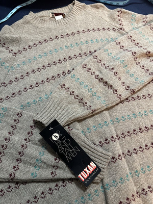 Vintage Tuxan Sweater Men s XXLL Shetland Wool USA Made Geometric Pullover