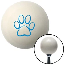 Blue Paw Print Outline Ivory Shift Knob w/ M16x1.5 Insert Shifter Auto Manual