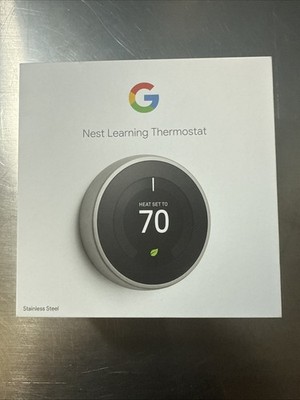 KIT Google Nest 3rd Gen Learning Thermostat Stainless Steel T3007ES New Open Box