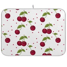 Cute Cherry Fruit Dish Drying Mat for Kitchen Counter, Absorbent Microfiber D...