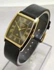 Vintage Seiko Slim Tank Quartz Men Black Dial Dress Watch-Free DDP Shipping