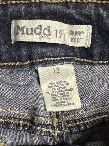 Mudd Girls Skinny Boot Dark Wash Double Button Jeans Size 12 Boho Western - Picture 6 of 8