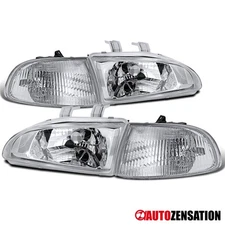 Fit 1992 1993 1994 1995 Honda Civic Headlights+Corner Signal Lamps Left+Right