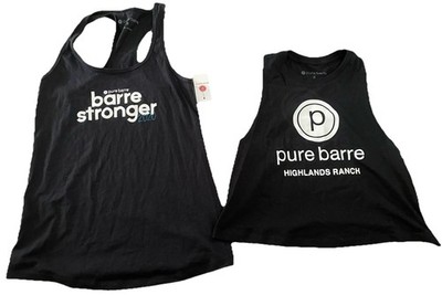 Lot 2 Pure Barre Tank Tops Womens Small Black Highlands Ranch Retail $30 Each