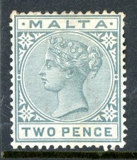 Malta 1885 British QV 2p Gray Scott #10 Mint U416 ⭐⭐⭐⭐⭐⭐