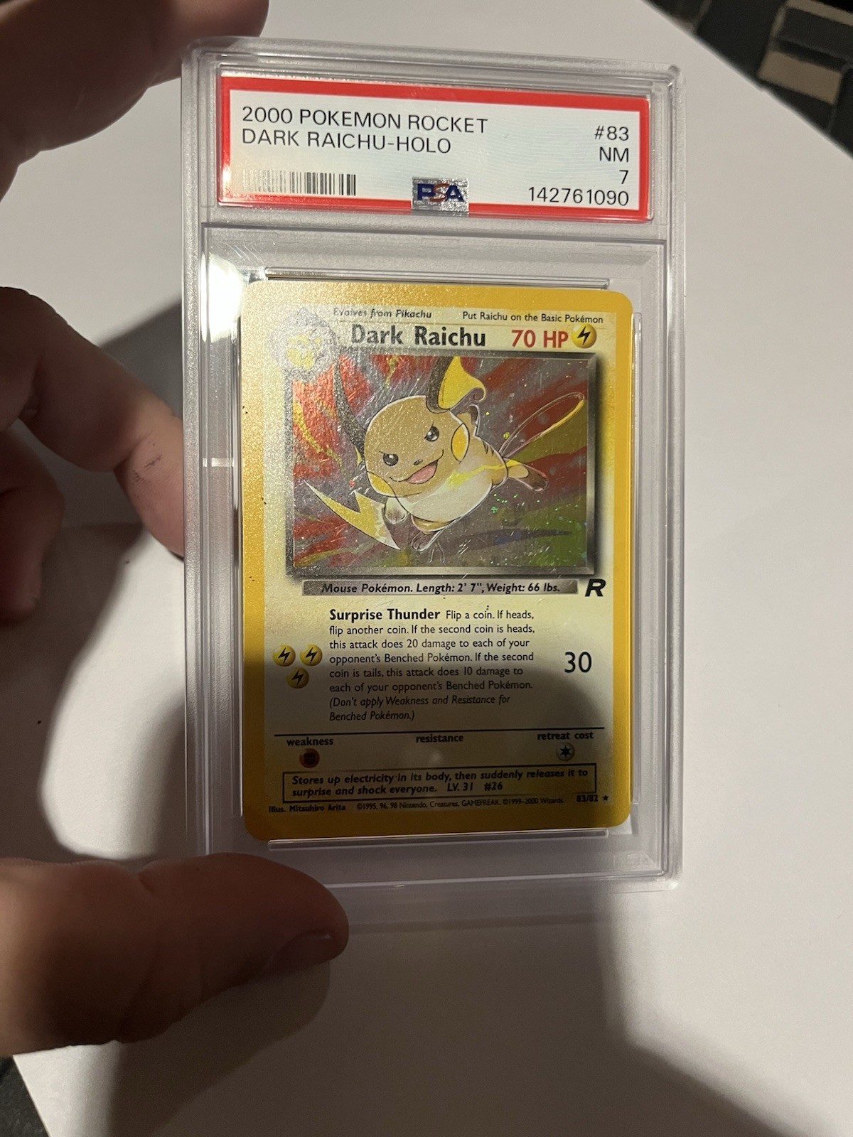 Pokémon TCG Dark Raichu Team Rocket Secret Rare Holo 83/82 70 HP 2000 PSA 7