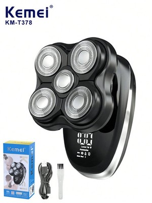 Kemei KM-378 Professioneller 5D Elektrischer Rotationsrasierer für Männer LED Smart Display
