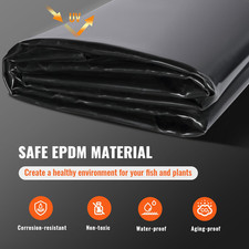 10x15 FT 45 Mil EPDM Pond Liner for Fish Ponds Waterfalls & Water Gardens