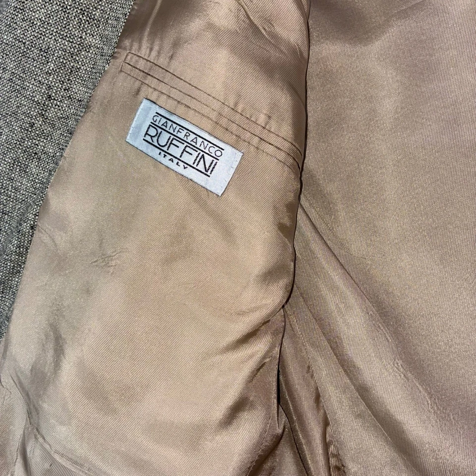 Chaqueta Blazer Gianfranco Ruffini Italia Para Hombres 48R Tostada Seda Tweed Abrigo Deportivo Carrera Foto 3 de 4