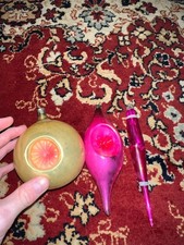 Vintage Soviet Glass Christmas Ornaments Set  USSR Xmas Tree Decorations