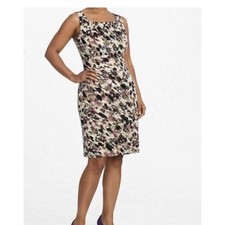 Loft Dress Size 8 Sleeveless Camouflage Pockets Sheath Stretch Careerwear Spring