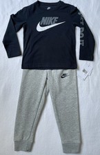 Nike Boys 2pc Set Long Sleeve T-shirt Grey Sweatpants/Joggers NWT 5 Yrs