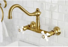 Kingston Heirloom KS3247PX Vintage Double-Handle 2-Hole Wall Mount Faucet Brass