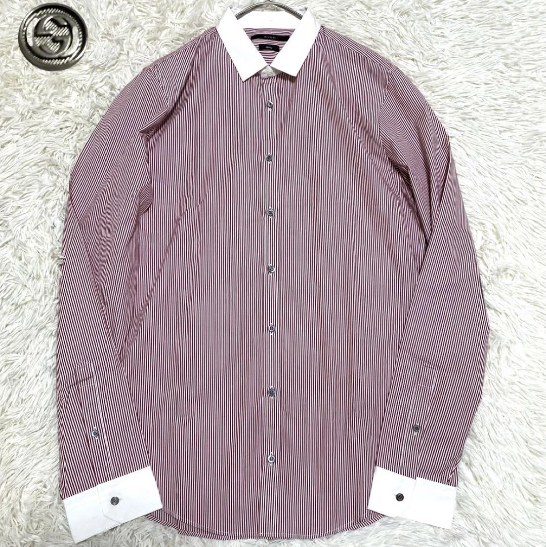 Chemise de clerc GUCCI boutons imbriqués rouge 100% coton du Japon y7361