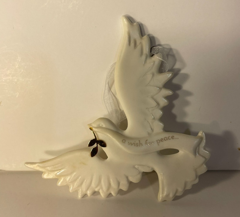 2011 Hallmark Porcelain WHITE DOVE Ornament PEACE WISH