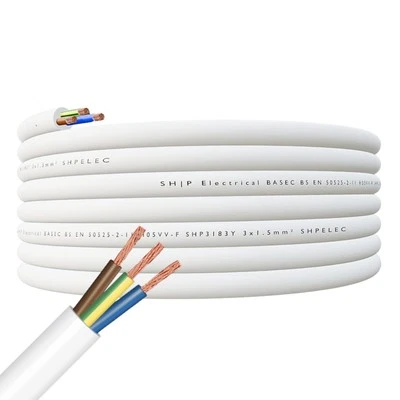 SHPELEC® Flexible 3 Core 3183Y Cable - 0.75 mm², 1.0 mm², 1.5 mm², 2.5 mm²