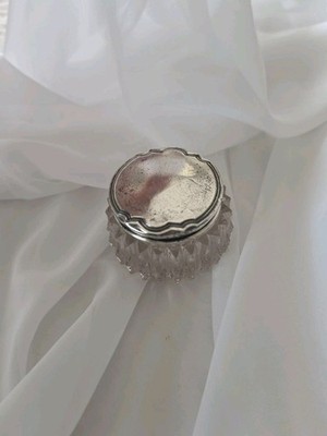 Alvin Sterling Powder Dresser Jar 925 Lid Cut Glass Base