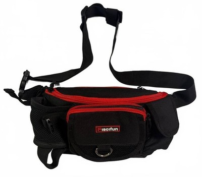 Piscifun Fishing Tackle Waist Bag Black Red Fanny Pack Multi Pocket Outdoor Gear