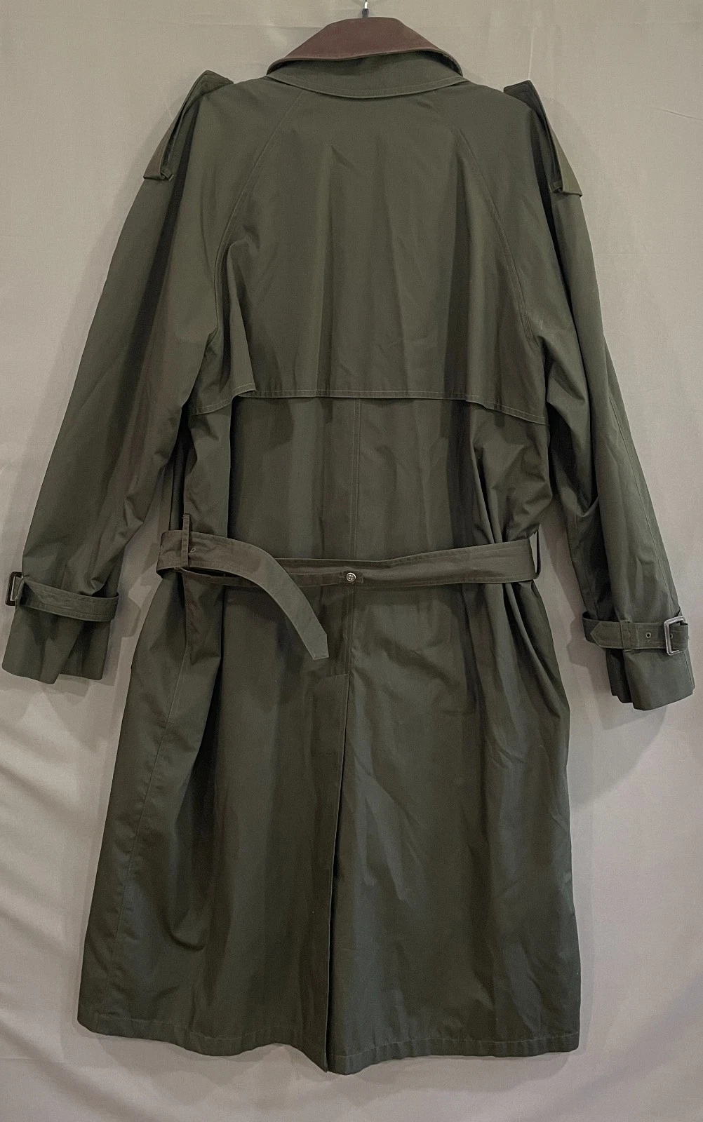 Stafford Trench Coat Mens 42L Olive Green Belted Double Breasted Removable Liner image 3