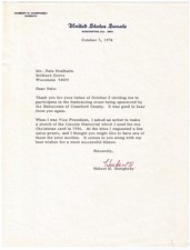 1974 Letter from Hubert H. Humphrey, U.S. Senate w/ Artwork of Lincoln Memorial