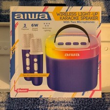 Aiwa Bluetooth Karaoke Speaker w/ Lighting  2 Wireless Mics, AI6029-RBLU