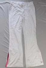 Vintage Nike White Athletic Pants with Pink Side Detail