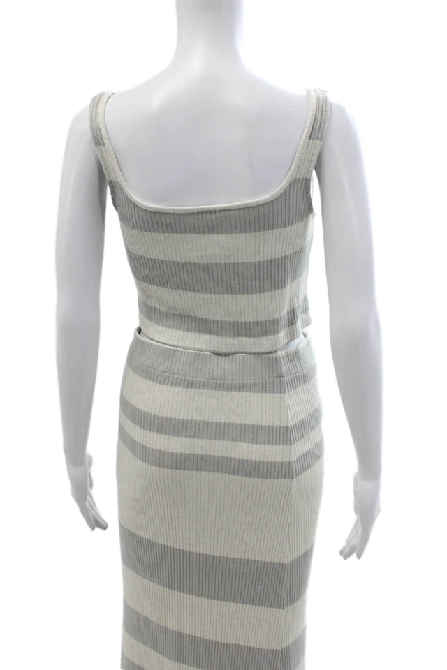 Splendid Women Striped Square Neck Sleeveless Maxi Set Beige Size M - Image 4 of 4