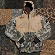 Bass Pro Shops Boys Medium Canvas Camo Hunting Jacket Hooded Outdoors Outerwear
