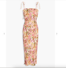 ZIMMERMANN Pleated floral-print jersey midi slip dress
