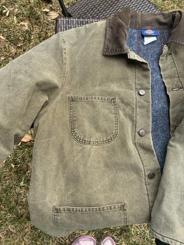 Vintage Dickies Chore Jacket Men’s Xl Olive Green with Corduroy Collar 90s image 6