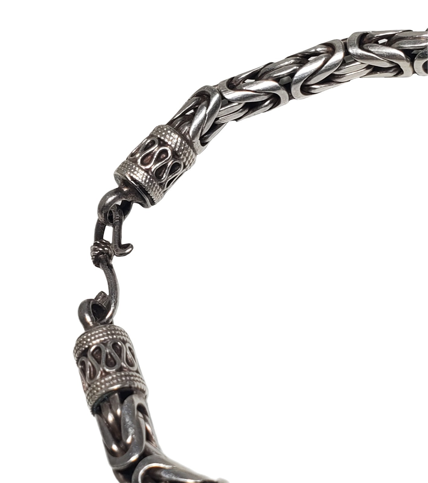 Solid Sterling Silver Round 5mm Byzantine Bali Ch… - image 11