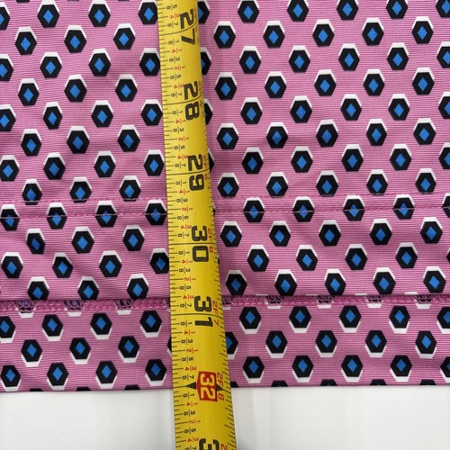 FootJoy FJ Polo Shirt Mens Large Golf Wicking Stretch Pink Blue Hexagon Dot - Imagen 10 de 15
