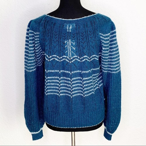 Anthropologie Maeve sweater womens XS NEW teal Lindsay pointelle wool alpaca - Picture 15 of 16